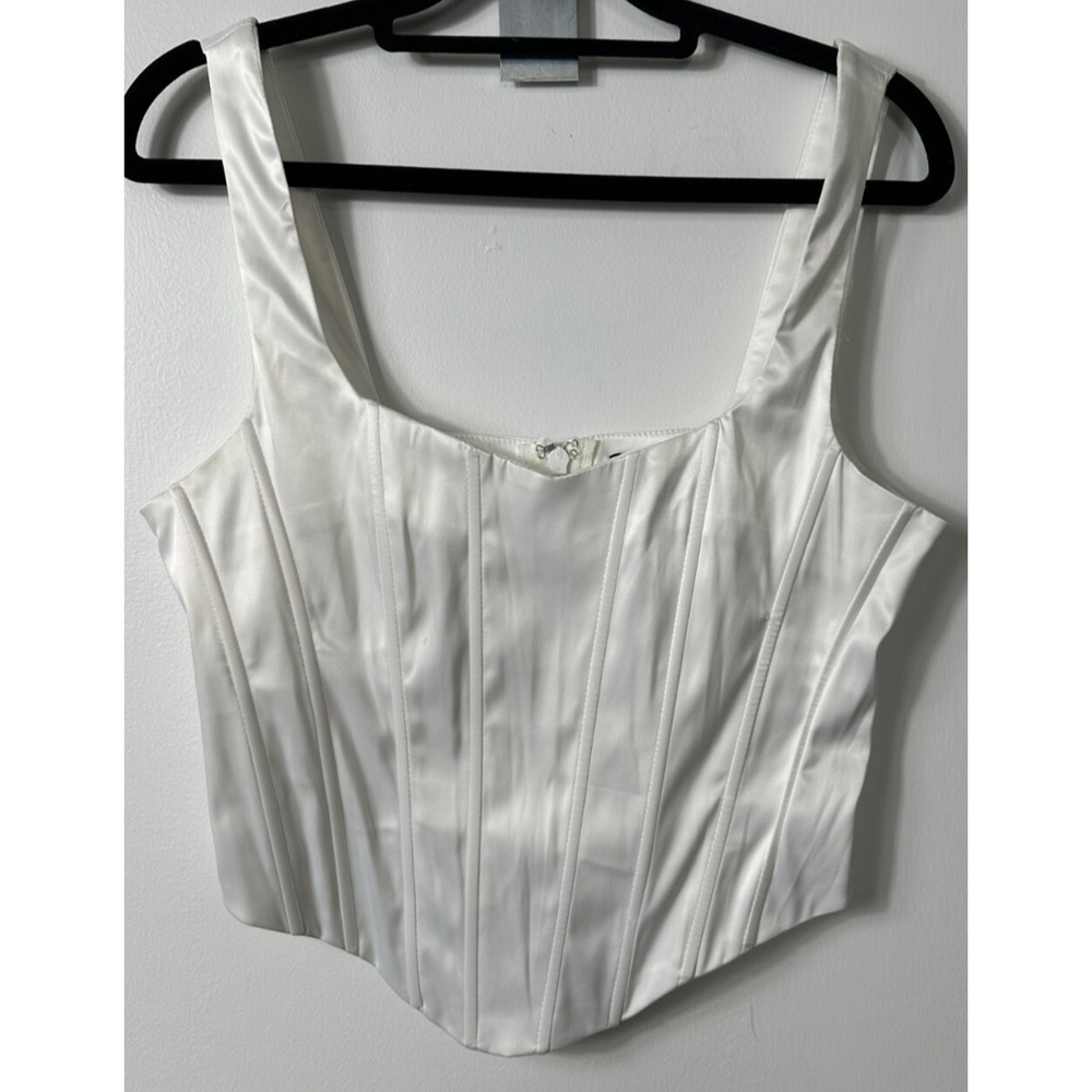 Kaylee Kollection Women Strap Corset Top M White Poly Blend Festival Concert A2